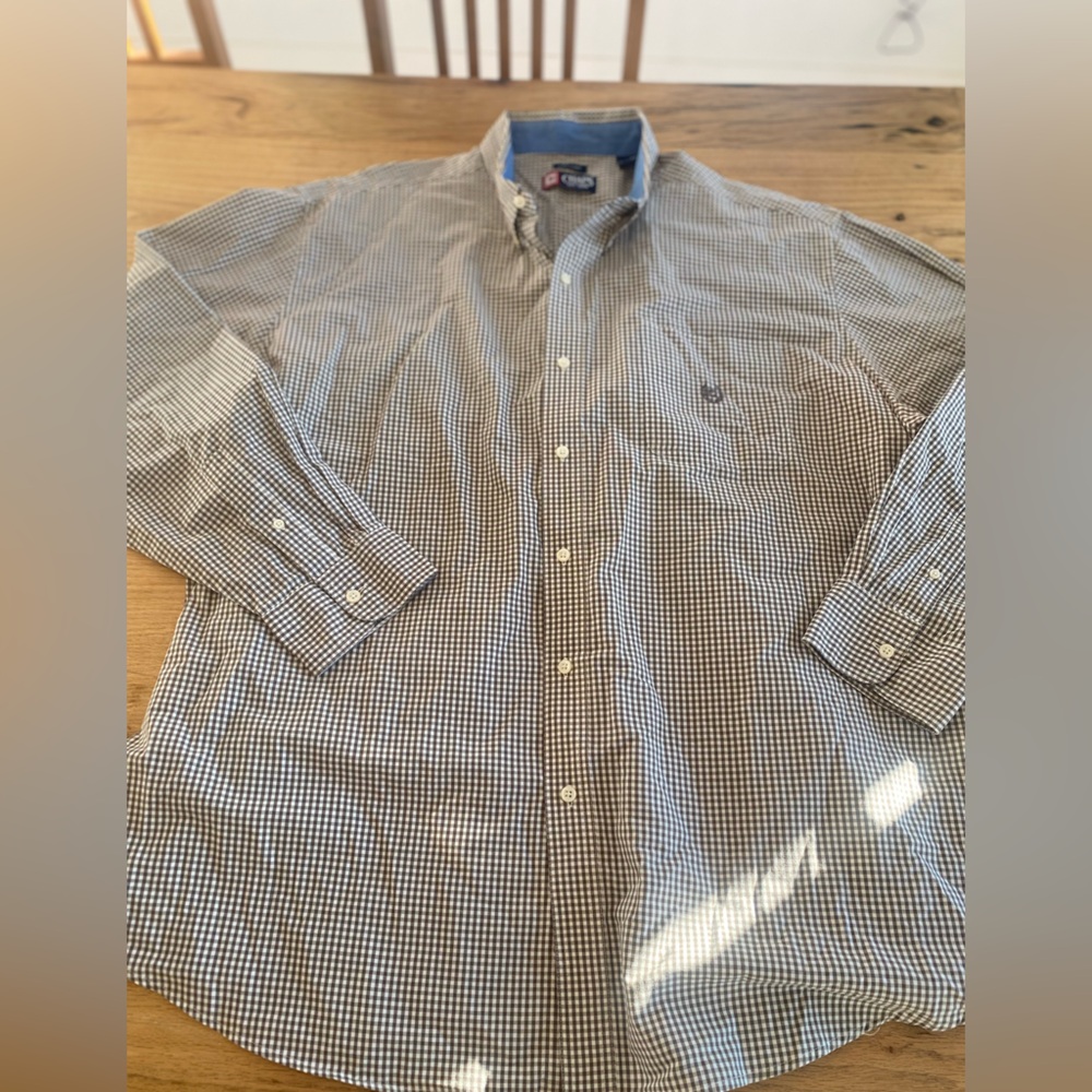 Ralph Lauren Chaps Checkered‎ Button Down Shirt Gray White Men’s 3X Preowned